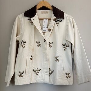 Urban Outfitters White Blazer with Brown Collar